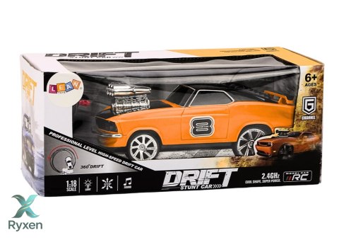 Autko Zdalnie Sterowane 1:18 Drift 360 Światła Dźwięki Pomarańczowy LEAN TOYS