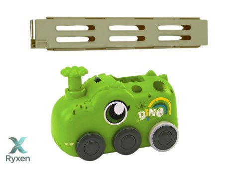 Autko Zielony Dinozaur na Baterie Układające Kolorowe Domino 4 Kolory Klocków LEAN TOYS