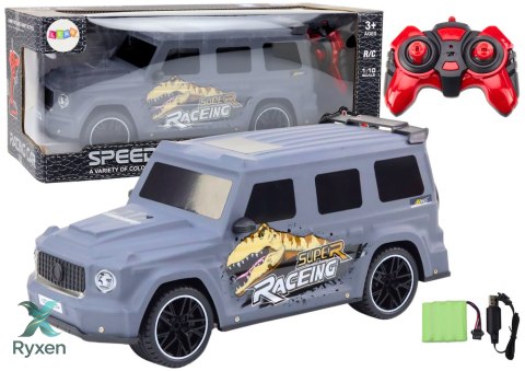 Auto Zdalnie Sterowane RC z Dinozaurem w Skali 1:10 Szare LEAN TOYS