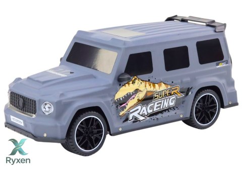 Auto Zdalnie Sterowane RC z Dinozaurem w Skali 1:10 Szare LEAN TOYS