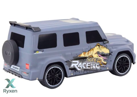 Auto Zdalnie Sterowane RC z Dinozaurem w Skali 1:10 Szare LEAN TOYS