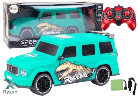 Auto Zdalnie Sterowane RC z Dinozaurem w Skali 1:10 Zielone LEAN TOYS