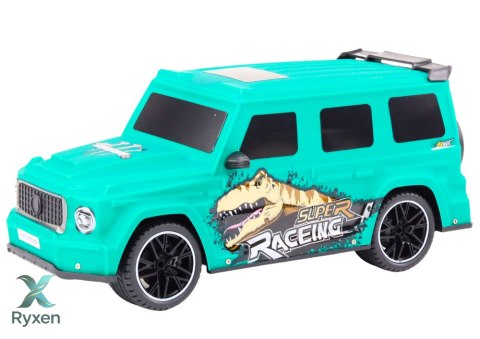 Auto Zdalnie Sterowane RC z Dinozaurem w Skali 1:10 Zielone LEAN TOYS
