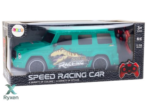 Auto Zdalnie Sterowane RC z Dinozaurem w Skali 1:10 Zielone LEAN TOYS