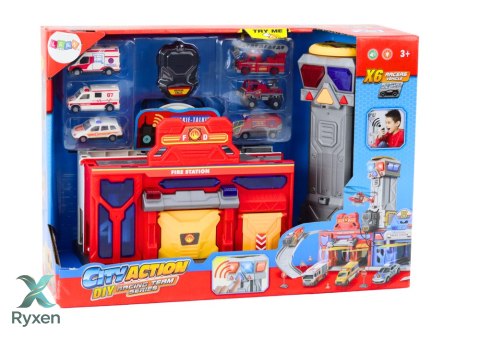 Baza Straż Pożarna Szpital Centrum Dowodzenia Pojazdy 6 Szt LEAN TOYS
