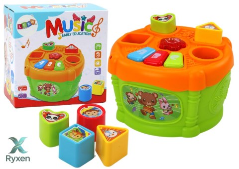 Bębenek Interaktywny Edukacyjny Kształty Zielono- Pomarańczowy LEAN TOYS