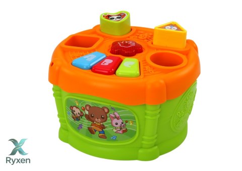 Bębenek Interaktywny Edukacyjny Kształty Zielono- Pomarańczowy LEAN TOYS