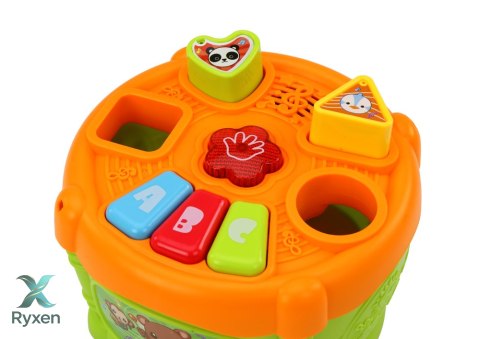 Bębenek Interaktywny Edukacyjny Kształty Zielono- Pomarańczowy LEAN TOYS
