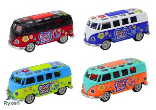 Camper Bus 1:32 Metalowy Światła Dźwięki Napęd Otwierane Drzwi LEAN TOYS
