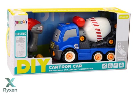 Ciężarówka Betoniarka Kreskówkowa Do Skręcania DIY Niebieska LEAN TOYS