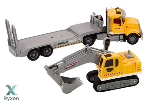 Ciężarówka Lora Koparka Gąsienicowa Światłą Dźwięki Napęd Żółty LEAN TOYS