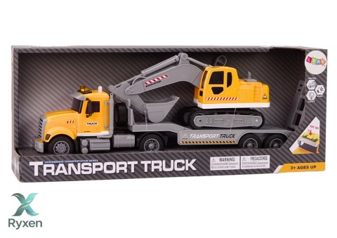 Ciężarówka Lora Koparka Gąsienicowa Światłą Dźwięki Napęd Żółty LEAN TOYS