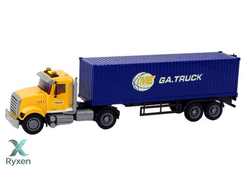 Ciężarówka Tir Naczepa Kontener Światła Dźwięki Napęd Żółta LEAN TOYS