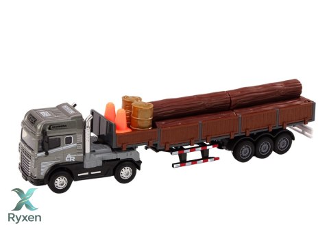 Ciężarówka Z Drewnem Tir Przyczepa 1:24 Bale Drewna Dźwięki Światła LEAN TOYS