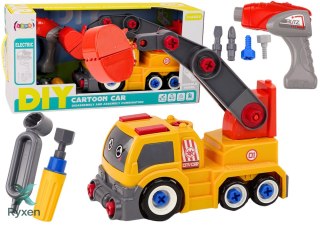 Ciężarówka Z Dźwigiem Kreskówkowa Do Rozkręcania DIY Pomarańczowy LEAN TOYS