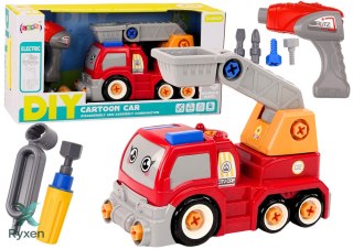 Ciężarówka Z Wysięgnikiem Kreskówkowa Do Rozkręcania DIY Czerwony LEAN TOYS