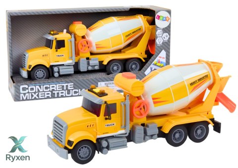 Ciężarówka Żółta Betoniarka Z Napędem Frykcyjnym Efekty Świetlne i Dźwiękowe LEAN TOYS