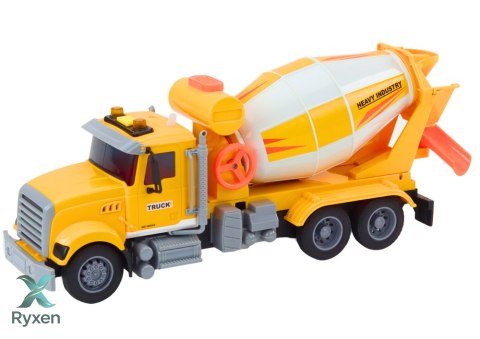 Ciężarówka Żółta Betoniarka Z Napędem Frykcyjnym Efekty Świetlne i Dźwiękowe LEAN TOYS