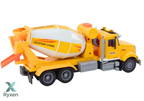 Ciężarówka Żółta Betoniarka Z Napędem Frykcyjnym Efekty Świetlne i Dźwiękowe LEAN TOYS