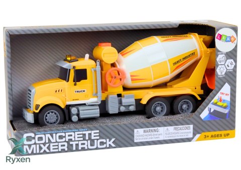 Ciężarówka Żółta Betoniarka Z Napędem Frykcyjnym Efekty Świetlne i Dźwiękowe LEAN TOYS