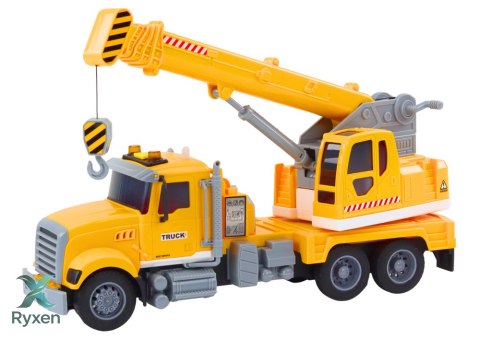 Ciężarówka Żółty Dźwig Z Napędem Frykcyjnym Efekty Świetlne i Dźwiękowe LEAN TOYS