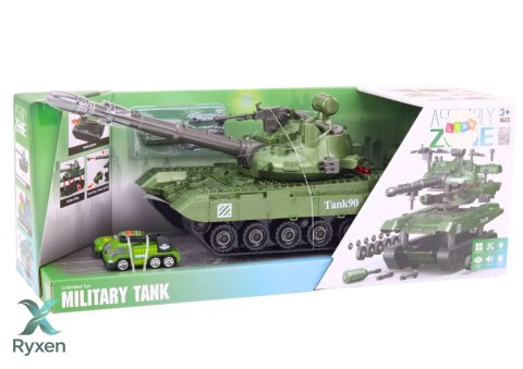 Czołg Pojazd Wojskowy DIY Do Rozkręcania Zielony Dźwięki Zestaw Resoraki LEAN TOYS