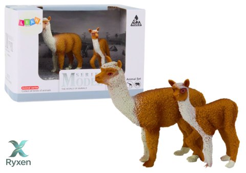 Figurka Dorosła Lama 8 cm z młodą Lamą 6 cm Zwierzęta Świata LEAN TOYS
