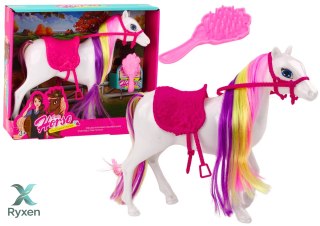 Figurka Konia Biały Koń Do Czesania Siodło Stajnia Farma Cute Horse LEAN TOYS