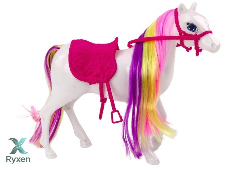 Figurka Konia Biały Koń Do Czesania Siodło Stajnia Farma Cute Horse LEAN TOYS