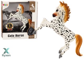 Figurka Konia Biały Koń w Kropki Stojący Stajnia Farma Cute Horse LEAN TOYS