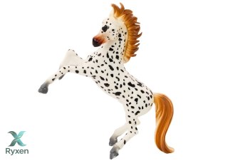 Figurka Konia Biały Koń w Kropki Stojący Stajnia Farma Cute Horse LEAN TOYS