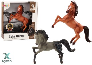 Figurka Konia Brązowy Szary Koń Stojący Stajnia Farma Cute Horse LEAN TOYS