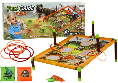 Gra Zręcznościowa Rzut Woreczkiem Obręczą 2w1 Plansza Dinozaury LEAN TOYS