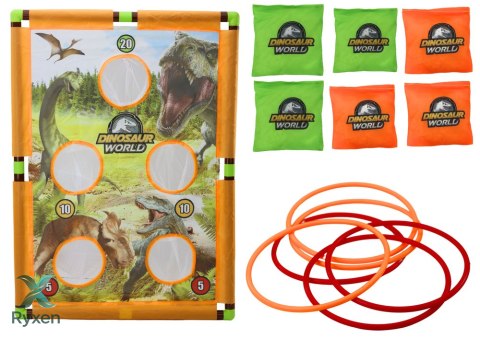 Gra Zręcznościowa Rzut Woreczkiem Obręczą 2w1 Plansza Dinozaury LEAN TOYS