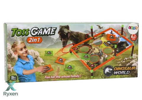 Gra Zręcznościowa Rzut Woreczkiem Obręczą 2w1 Plansza Dinozaury LEAN TOYS