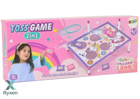 Gra Zręcznościowa Rzut Woreczkiem Obręczą 2w1 Plansza Jednorożce LEAN TOYS