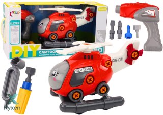 Helikopter Kreskówkowy Do Skręcania DIY Czerwony LEAN TOYS