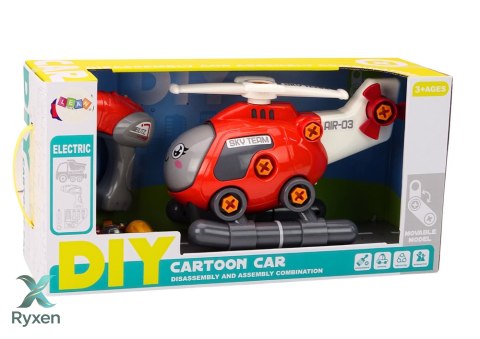 Helikopter Kreskówkowy Do Skręcania DIY Czerwony LEAN TOYS