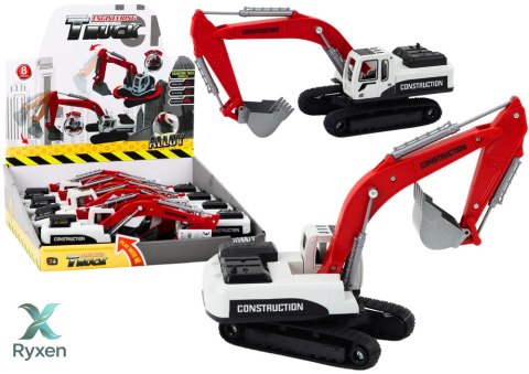 Koparka Gąsienicowa Biało-Czerwona Metalowa Łyżka LEAN TOYS