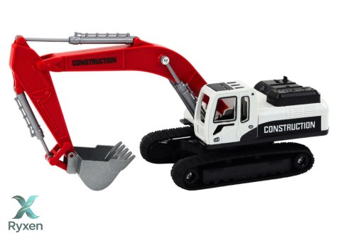 Koparka Gąsienicowa Biało-Czerwona Metalowa Łyżka LEAN TOYS