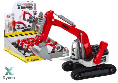 Koparka Gąsienicowa Biało-Czerwona Metalowa Łyżka LEAN TOYS