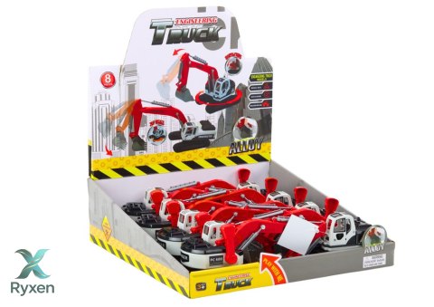 Koparka Gąsienicowa Biało-Czerwona Metalowa Łyżka LEAN TOYS