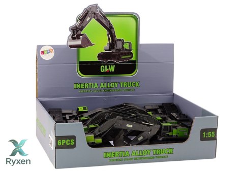 Koparka Gąsienicowa Metalowa Łyżka 1:55 Czarno-Zielona LEAN TOYS