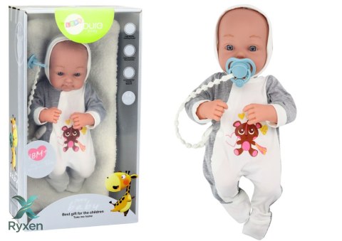 Lalka Bobas Ze Smoczkiem Kocyk Body Akcesoria Zestaw 35 cm LEAN TOYS