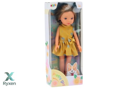 Lalka Żółta Sukienka Brązowe Włosy Duża Laleczka 33cm LEAN TOYS