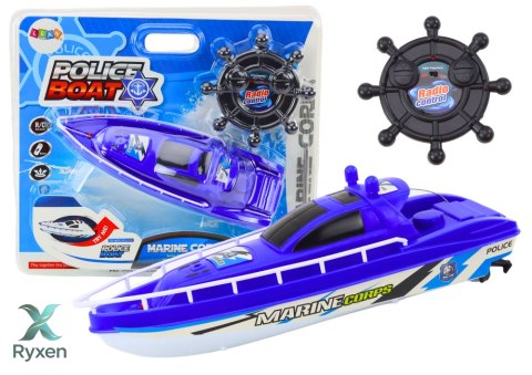 Łódź Policyjna Zdalnie Sterowana RC Niebieska Pilot 27MHz LEAN TOYS