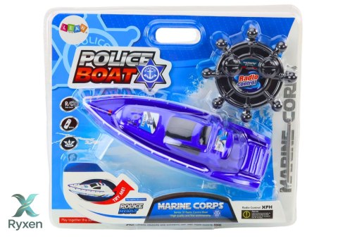 Łódź Policyjna Zdalnie Sterowana RC Niebieska Pilot 27MHz LEAN TOYS