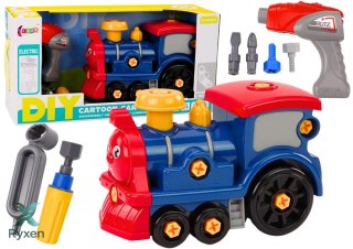 Lokomotywa Do Skręcania Kreskówkowa DIY Granatowa LEAN TOYS