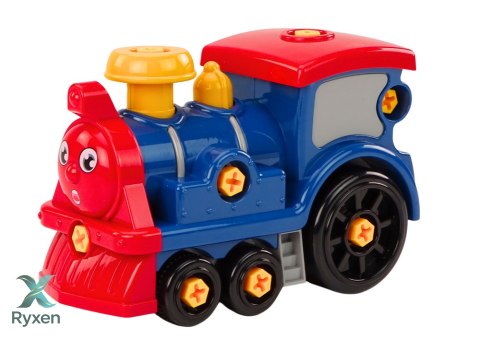 Lokomotywa Do Skręcania Kreskówkowa DIY Granatowa LEAN TOYS