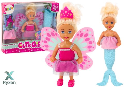 Mini Laleczka 2w1 Syrenka Wróżka Ogon Skrzydła LEAN TOYS